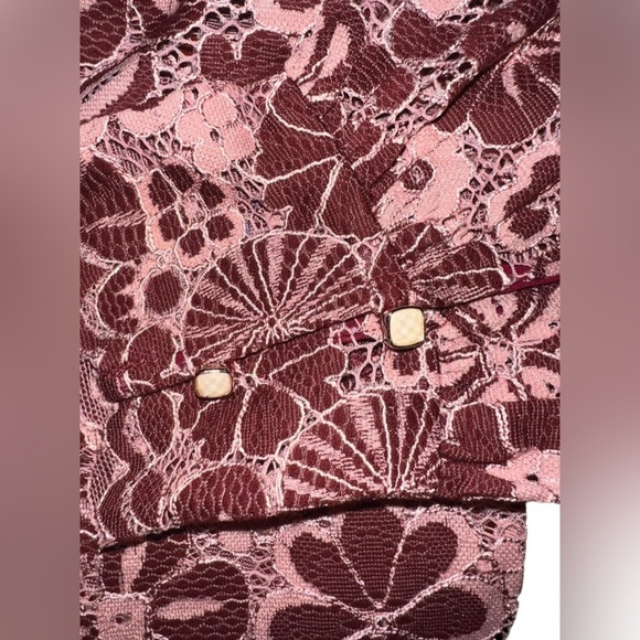 NWOT VICI Champagne & Strawberry Pink Change Is Beautiful Ruffle Lace Top Small - Picture 9 of 13